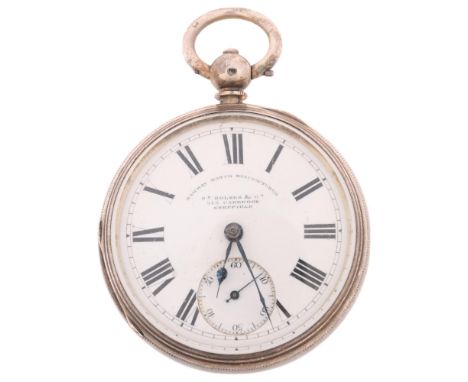 A late 19th century silver open-face key-wind railway pocket watch, by Richard Holmes & Co of Sheffield (Railway Watch Manufa