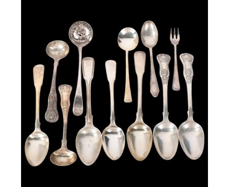 Various silver flatware, including mustard spoon, teaspoons, etc, 7.5oz totalLot sold as seen unless specific item(s) request