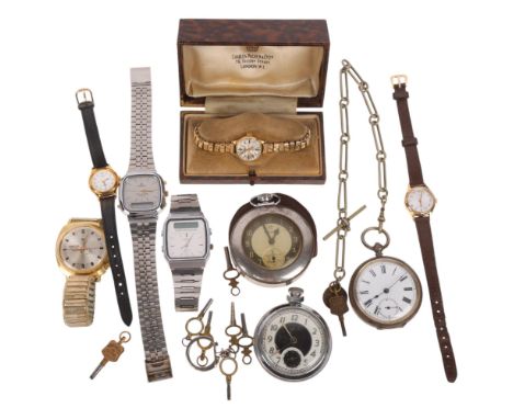 Various watches, including silver pocket watch, Ingersoll Triumph, Lorus, etcLot sold as seen unless specific item(s) request