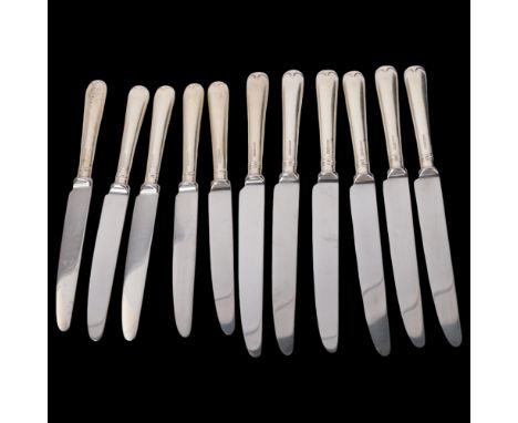 A group of Elizabeth II silver-handled knives, maker LS, Sheffield 1989, comprising 6 dinner knives and 5 dessert knives, lar