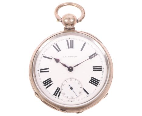 A 19th century silver open-face key-wind pocket watch, by J N Masters of Rye, white enamel dial with Roman numeral hour marke