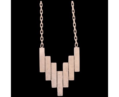 GEORG JENSEN - a Danish modernist sterling silver 'Aria' geometric pendant necklace, model no. 593D, designed in the Art Deco