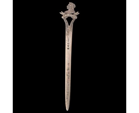 A late Victorian silver 'Diamond Jubilee' letter opener, Stokes & Ireland Ltd, Chester 1896, 11.5cm, 0.3ozNo damage or repair