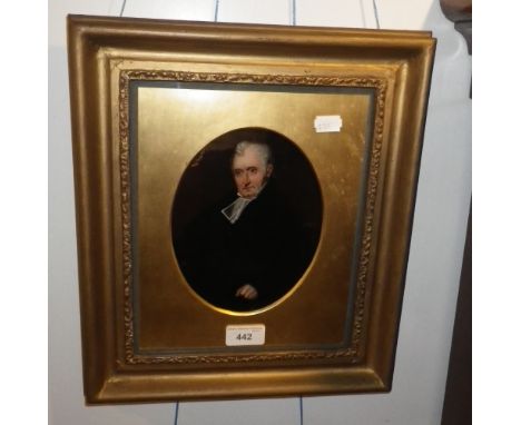 A 19TH CENTURY OIL ON BOARD PORTRAIT of a gentleman, in a gilt frame