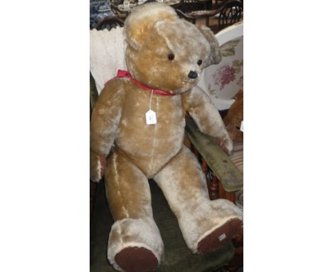 A LARGE CHAD VALLEY TEDDY BEAR, c. 45" high (homeless; please help)