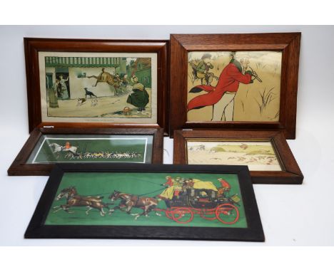 Cecil Aldin - "The Eton Coach", colour lithograph, published by Lawrence &amp; Jellicoe, 20 x 50cms, in oak frame; together w