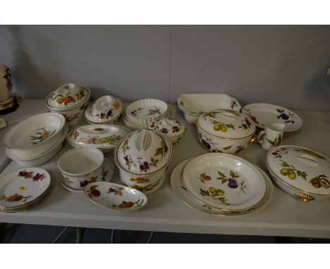 A collection of Royal Worcester 'Evesham' pattern oven-to-tableware, to include: covered tureens, tart dishes, plates, jugs, 