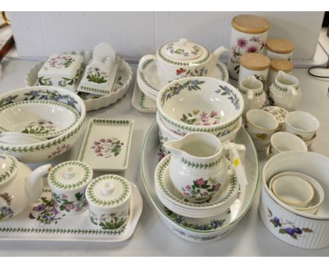 A large collection of Portmeirion 'Botanic Garden' pattern pottery, to include: teapots bowls toast racks storage jars and ot