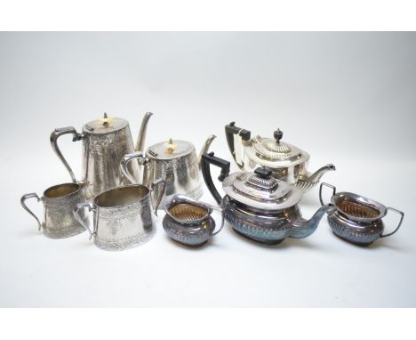 A Victorian electroplate four-piece tea service, by Lee &amp; Co., Sheffield, with floral decoration and ivory finials; a 20t