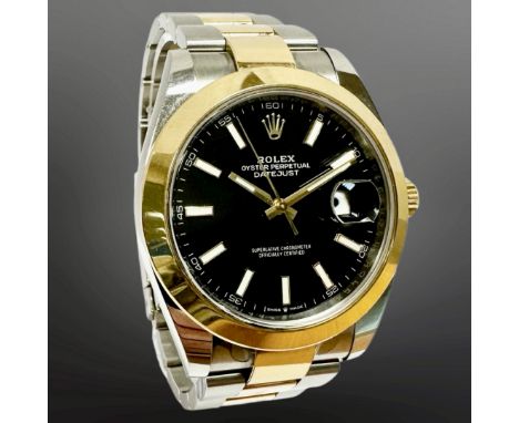 Rolex Gent's Datejust stainless steel and 18ct gold automatic calendar wristwatch, Ref. 126303, post-2011, black dial with go