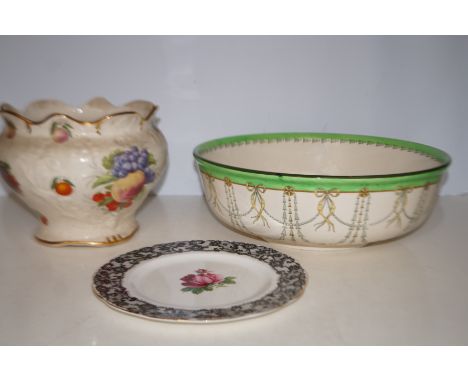 Very large Royal Doulton bowl, Staffordshire planter &amp; Royal Albert plate Diameter of bowl 40 cm