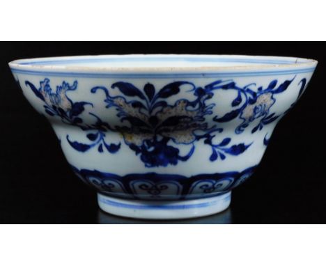 A Chinese porcelain Ta Ching Tung Chin Mein Chih dynasty  bowl, of inverted bellied circular form, with inner lined and flora