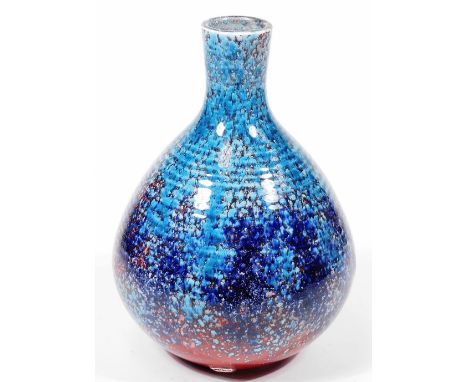 A Poole pottery Studio vase, decorated in blue and red glazes, A.W. Pad mark for Alan White, Poole Pottery England back stamp