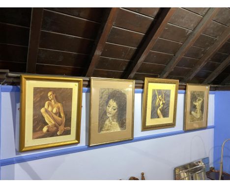 Pair, Peter Rodgers, watercolour, signed, 'Figure in Strong Light' and 'Blue Nude', 39cm x 29cm and 33cm x 29cm and another p