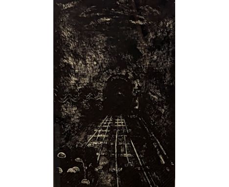 Tom McGuinness (1926-2006), lithograph, signed in pencil, dated xx86, number 11/40, 'Drift Miners Going In', 62cm x 38cm