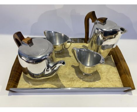 A mid 20th Century four piece Picquot Ware tea service, with tray