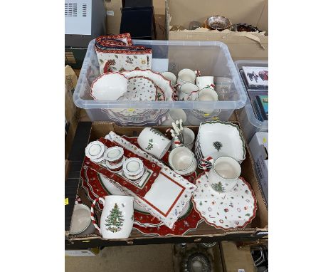 An assorted collection of Villeroy and Bosch festive themed tableware, plus Spode 'Christmas Tree' patterned tableware
