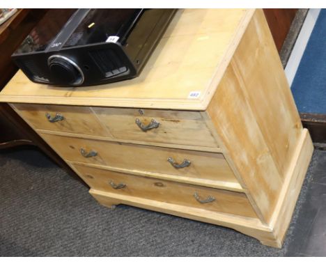 A pine chest of two short and two long drawers, 91cm W