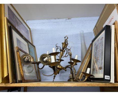 Shelf of pictures and prints, various subjects
