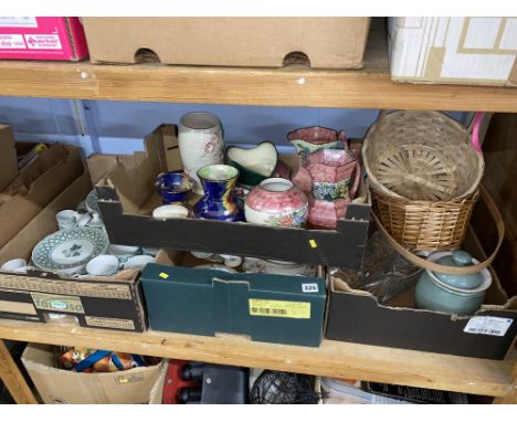 Three boxes of assorted items and a box of Maling china