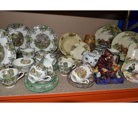 A VARIETY OF DECORATIVE ORNAMENTS AND TABLEWARE, a Royal Doulton The Potter HN1493 figurine, a pair of Japanese Aoki Brothers