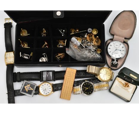 AN ASSORTMENT OF ITEMS, to include a 9ct gold St Georges stick pin, hallmarked 9ct Birmingham, approximate gross weight 1.7 g