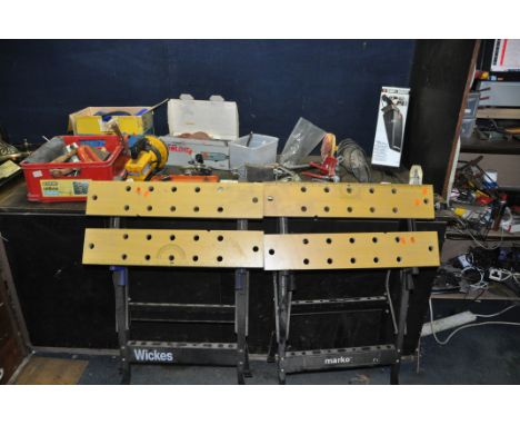 A COLLECTION OF AUTOMOTIVE AND CARPENTRY TOOLS including a Black and Decker car polisher , a car vac, a Work Expert sprayer (