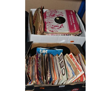 TWO BOXES OF VINYL LPS AND SINGLES to include artists such as Elvis Presley, Buddy Holly, Roy Orbison, Billy Fury, Shirley Ba