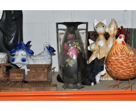 A VARIETY OF BRITISH AND CONTINENTAL VASES AND PLANTERS to include a Capodimonte planter and pillar (Italian makers mark on b