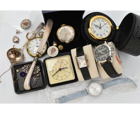 WATCHES AND OTHER ITEMS, to include a gold plated 'Everite', manual wind open face pocket watch, silver dial with baton marke