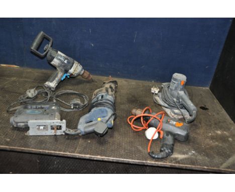 AN EINHELL BT-MX1100E ELECTRIC DRILL, a Titan Reciprocating saw, a Nu Tool jigsaw (all PAT pass and working), a Black and Dec