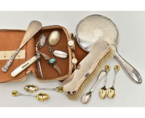 A SELECTION OF ITEMS, to include a ladies 9ct gold 'Frankland' wristwatch, manual wind, hallmarked 9ct Edinburgh, fitted with