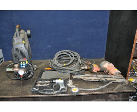 PNEUMATIC TOOLS including a SGS SG6H compressor (PAT pass and working), a Silverline farming Nailer (rust may need attention)