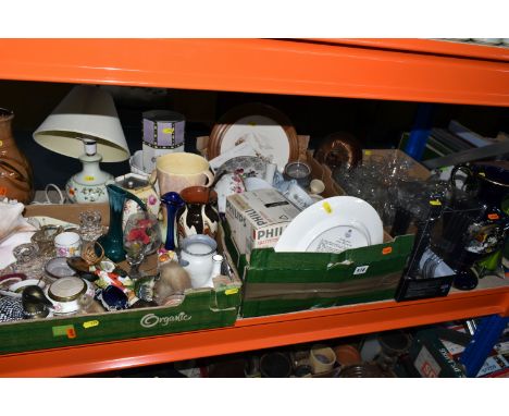 THREE BOXES AND LOOSE CERAMICS, GLASS AND METALWARE, including a small quantity of Royal Worcester Evesham, a small quantity 