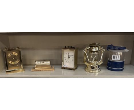 A vintage desk calendar, carriage clocks &amp; battery lights