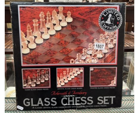 A boxed glass chess set