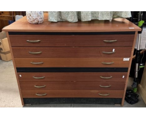 A large teak effect map chest/artists chest, 115cm x 85cm x 84cm high