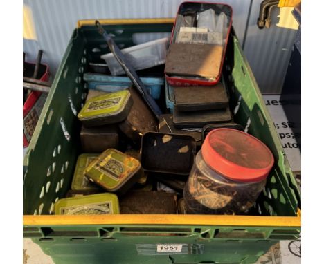 A quantity of old tobacco tins, screws etc