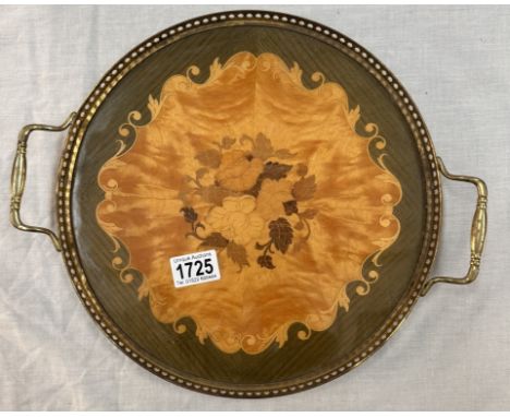 A vintage Italian Gut Giulia inlaid wooden tray Diameter 30cm