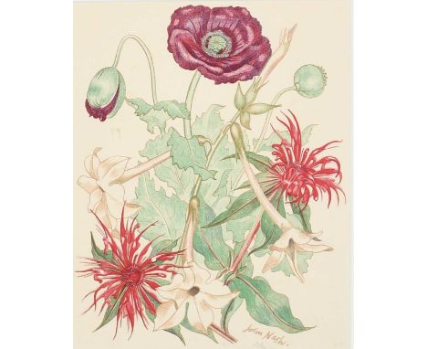 Φ John Nash RA (1893-1977) Poppies, Nicotiana and Bergamot Signed John Nash (in pencil lower right) Lithograph 22 x 17.2cm (i