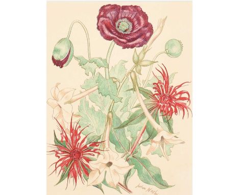 Φ John Nash RA (1893-1977)Poppies, Nicotiana and BergamotSigned John Nash (in pencil lower right)Lithograph22 x 17.2cm (image