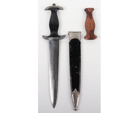 Third Reich SA/NSKK Parts Dagger, lacquered handle with no devices ever been mounted, late war plated zinc fittings. Black pa