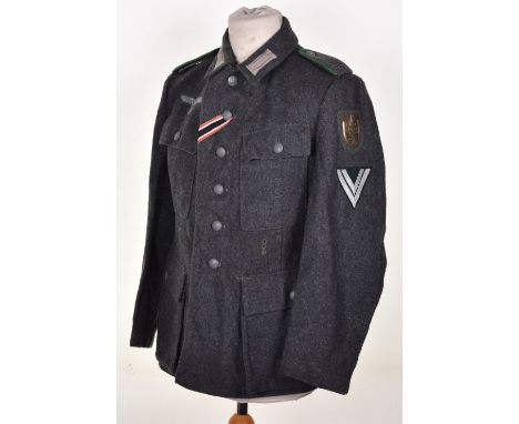 WW2 German Army Mountain Troops (Gebirgsjäger) M-43 Combat Tunic, superb untouched example produced in the dark slate grey / 