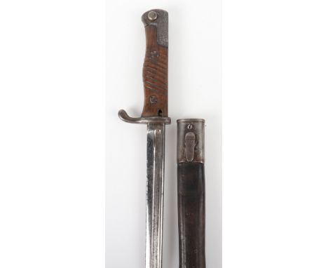 Rare Imperial German 1st Garde-Regiment zu Fus Experimental Trials Model S 98 aA Bayonet, in steel mounted leather scabbard. 