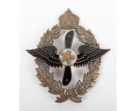 Rare German Empire Imperial Aero and Model Aviation Association (D.M.S.V) Award Badge, gilded white metal award with enamel b