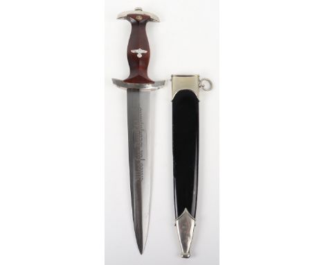 Third Reich NSKK Dress Dagger by Tigerwerk Lauterjung &amp; Co Solingen, with deep cherry brown wood handle having eagle and 