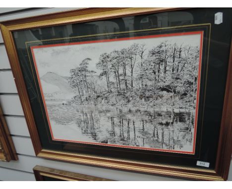'Lakeland Landscape' - a pen and ink sketch after Karl Stedman