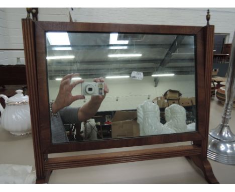 An Edwardian light mahogany rectangular toilet/swing mirror