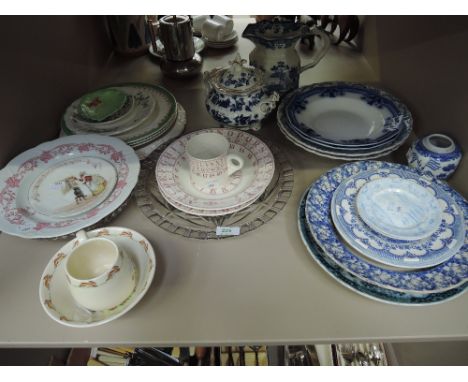 A selection of ceramics, including Masons, Carltonware, and Royal Doulton Bunnykins etc.