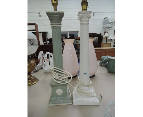 A pair of ceramic table lamps